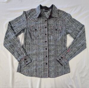 Cruel Long Sleeve Women's Small Button Front Western Shirt Reptile Print